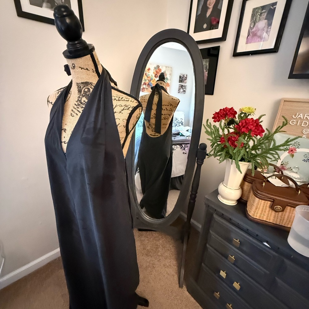 Zara Black Backless Dress charcoal color